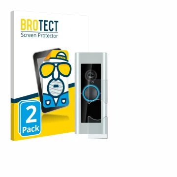 Front side of a product packaging with the brand logo BROTECT. Next to it is the device Ring Video Doorbell Pro (Version 2) sh