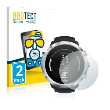 Front side of a product packaging with the brand logo BROTECT. Next to it is the device Suunto D6 Support shown with the corre