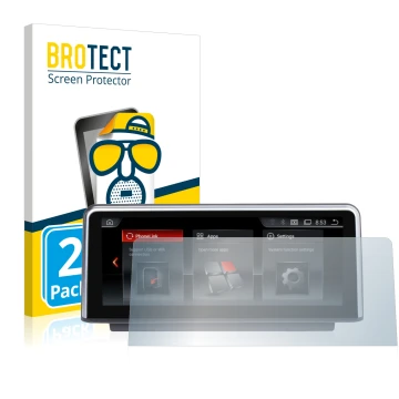 Front side of a product packaging with the brand logo BROTECT. Next to it is the device NaviFly Android (10.2
