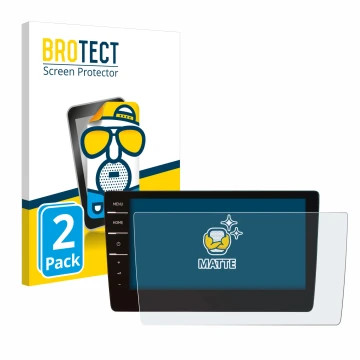 Front side of a product packaging with the brand logo BROTECT. Next to it is the device Volkswagen Tiguan 2019 Discover Pro 9.