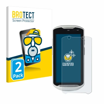 Front side of a product packaging with the brand logo BROTECT. Next to it is the device Zebra TC52-HC shown with the correspon