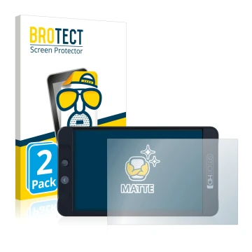 Front side of a product packaging with the brand logo BROTECT. Next to it is the device SmallHD 702 Black shown with the corre