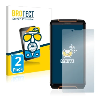 Front side of a product packaging with the brand logo BROTECT. Next to it is the device Cubot King Kong 3 shown with the corre