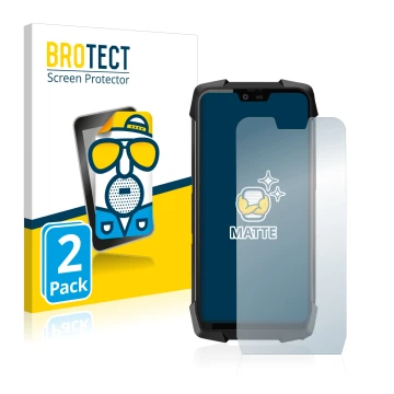 Front side of a product packaging with the brand logo BROTECT. Next to it is the device Blackview BV9700 Pro shown with the co