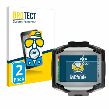 Front side of a product packaging with the brand logo BROTECT. Next to it is the device Mares Quad shown with the correspondin