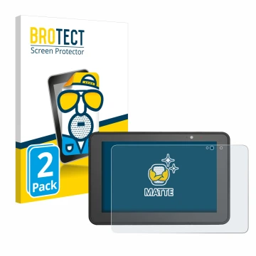Front side of a product packaging with the brand logo BROTECT. Next to it is the device Zebra ET56 10.1