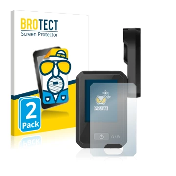 Front side of a product packaging with the brand logo BROTECT. Next to it is the device Flyer Display D0 shown with the corres
