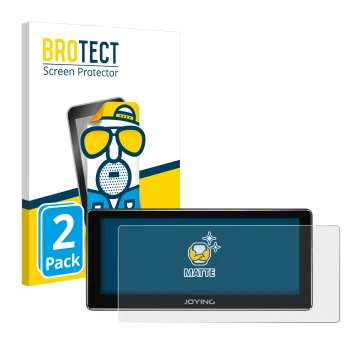 Front side of a product packaging with the brand logo BROTECT. Next to it is the device Joying 4G Car Radio 8.8