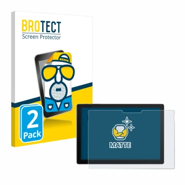 Front side of a product packaging with the brand logo BROTECT. Next to it is the device Microsoft Surface Pro 7 shown with the