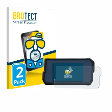 Front side of a product packaging with the brand logo BROTECT. Next to it is the device KTM 790 Adventure 2019+ shown with the