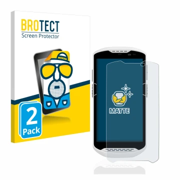 Front side of a product packaging with the brand logo BROTECT. Next to it is the device Zebra TC57 shown with the correspondin