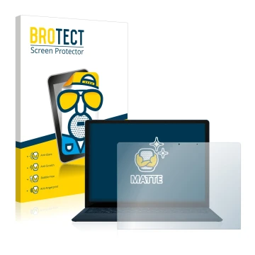 Front side of a product packaging with the brand logo BROTECT. Next to it is the device Microsoft Surface Laptop 3 13.5