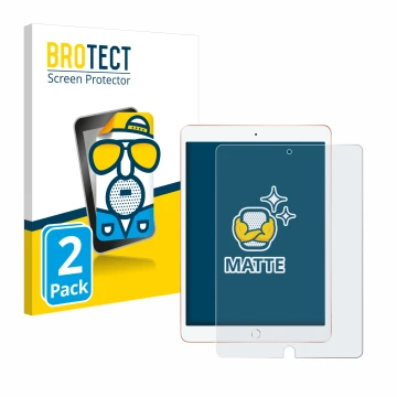 Front side of a product packaging with the brand logo BROTECT. Next to it is the device Apple iPad 10.2