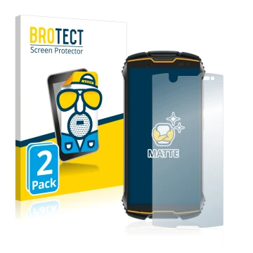 Front side of a product packaging with the brand logo BROTECT. Next to it is the device Cubot King Kong Mini shown with the co