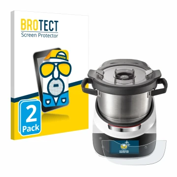 Front side of a product packaging with the brand logo BROTECT. Next to it is the device Bosch Cookit shown with the correspond