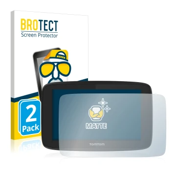 Front side of a product packaging with the brand logo BROTECT. Next to it is the device TomTom Go Professional 520 shown with 