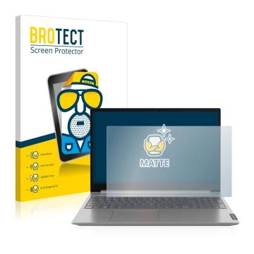 Front side of a product packaging with the brand logo BROTECT. Next to it is the device Lenovo ThinkBook 14