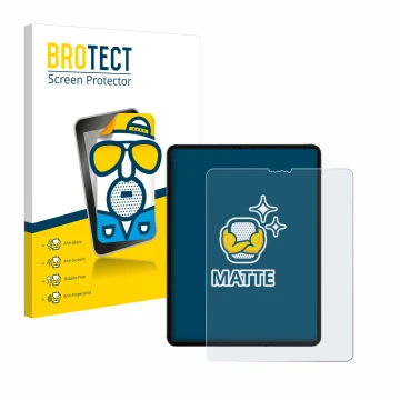 Front side of a product packaging with the brand logo BROTECT. Next to it is the device Apple iPad 12.9