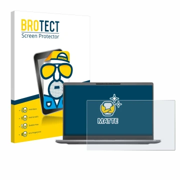 Front side of a product packaging with the brand logo BROTECT. Next to it is the device Dell Latitude 7400 Non-Touch shown wit