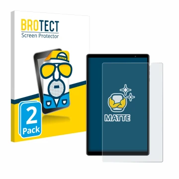Front side of a product packaging with the brand logo BROTECT. Next to it is the device Teclast P10S shown with the correspond