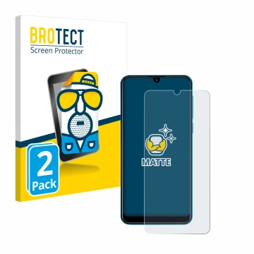 Front side of a product packaging with the brand logo BROTECT. Next to it is the device Beafon M6 shown with the corresponding