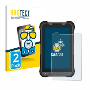 Front side of a product packaging with the brand logo BROTECT. Next to it is the device GeoMax Zenius 800 shown with the corre