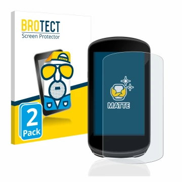 Front side of a product packaging with the brand logo BROTECT. Next to it is the device Garmin Edge 1030 Plus shown with the c