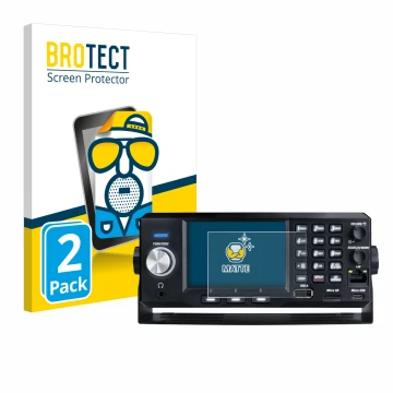 Front side of a product packaging with the brand logo BROTECT. Next to it is the device Uniden SDS200E shown with the correspo