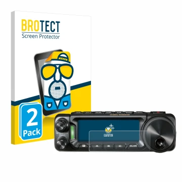 Front side of a product packaging with the brand logo BROTECT. Next to it is the device Yaesu FT-891 shown with the correspond