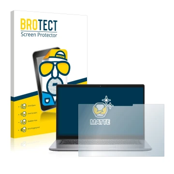 Front side of a product packaging with the brand logo BROTECT. Next to it is the device Dell Latitude 7410 2-in-1 shown with t