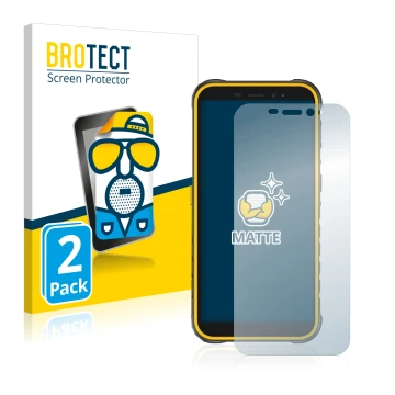 Front side of a product packaging with the brand logo BROTECT. Next to it is the device Ulefone Armor X8 shown with the corres