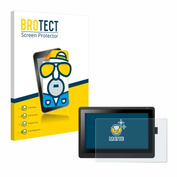 Front side of a product packaging with the brand logo BROTECT. Next to it is the device Wacom Cintiq 16 shown with the corresp