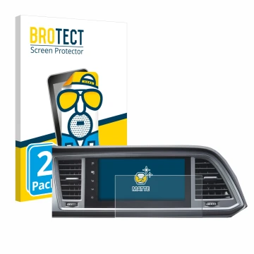 Front side of a product packaging with the brand logo BROTECT. Next to it is the device Seat Cupra Ateca Facelift 2021 MiB 3 s