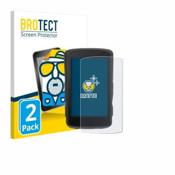 Front side of a product packaging with the brand logo BROTECT. Next to it is the device Hammerhead Karoo 2 shown with the corr