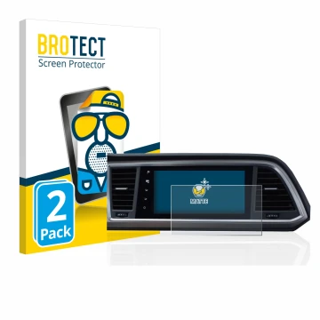 Front side of a product packaging with the brand logo BROTECT. Next to it is the device Seat Ateca Style Go 2020 Infotainment 