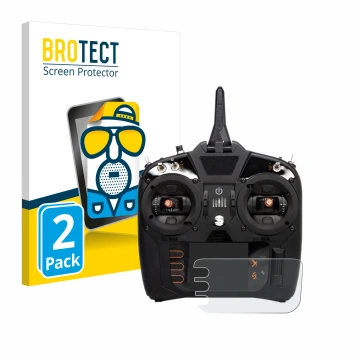 Front side of a product packaging with the brand logo BROTECT. Next to it is the device Spektrum NX8 shown with the correspond