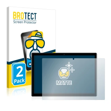 Front side of a product packaging with the brand logo BROTECT. Next to it is the device Teclast M40 (Landscape) shown with the
