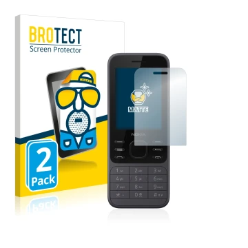 Front side of a product packaging with the brand logo BROTECT. Next to it is the device Nokia 6300 2020 shown with the corresp