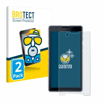 Front side of a product packaging with the brand logo BROTECT. Next to it is the device Bittium Tough Mobile 2 shown with the 