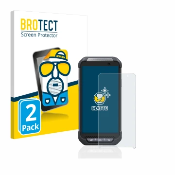 Front side of a product packaging with the brand logo BROTECT. Next to it is the device Point Mobile PM85 shown with the corre