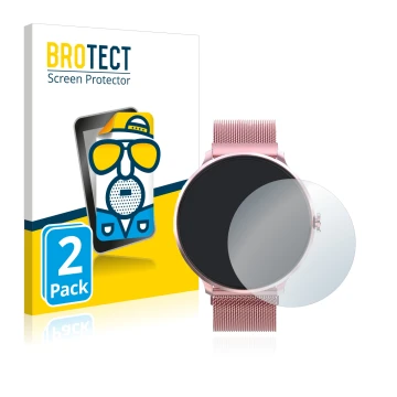 Front side of a product packaging with the brand logo BROTECT. Next to it is the device Bebinca Smartwatch shown with the corr