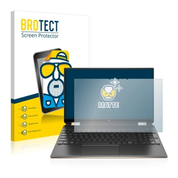 Front side of a product packaging with the brand logo BROTECT. Next to it is the device HP Spectre x360 (15-eb) (359.9 mm x 22