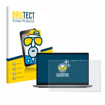 Front side of a product packaging with the brand logo BROTECT. Next to it is the device Dell Latitude 7420 2-in-1 Touch shown 