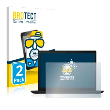 Front side of a product packaging with the brand logo BROTECT. Next to it is the device Lenovo ThinkPad X13 Gen 2 shown with t