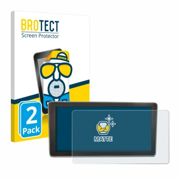 Front side of a product packaging with the brand logo BROTECT. Next to it is the device Audi A4 B9 2017 MMI Plus 8