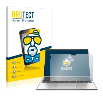 Front side of a product packaging with the brand logo BROTECT. Next to it is the device HP Elite x2 G8 shown with the correspo