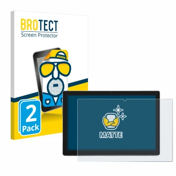 Front side of a product packaging with the brand logo BROTECT. Next to it is the device Blackview Tab 9 shown with the corresp