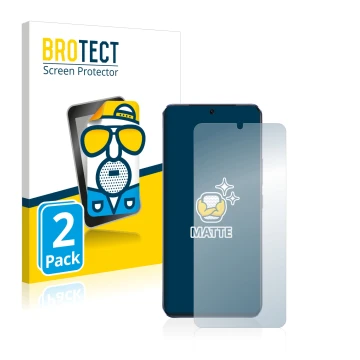 Front side of a product packaging with the brand logo BROTECT. Next to it is the device Vivo V21 5G shown with the correspondi