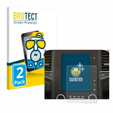 Front side of a product packaging with the brand logo BROTECT. Next to it is the device Renault Megane 4 2021 Easy Link 9.3