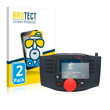 Front side of a product packaging with the brand logo BROTECT. Next to it is the device Märklin Mobile Station 2 60657 shown w
